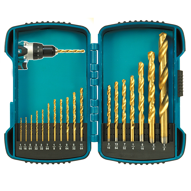 18 Pc HSS-TiN Drill Bit Kit