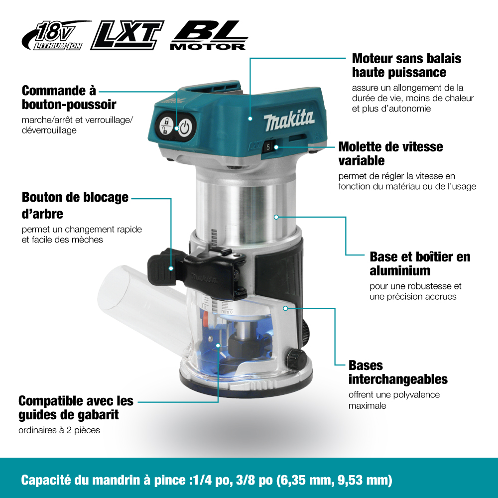 Affleureuse 18V LXT (produit seul) - MAKITA DRT50ZX4